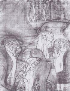 Painted Composition Draft for Jurisprudence by Gustav Klimt